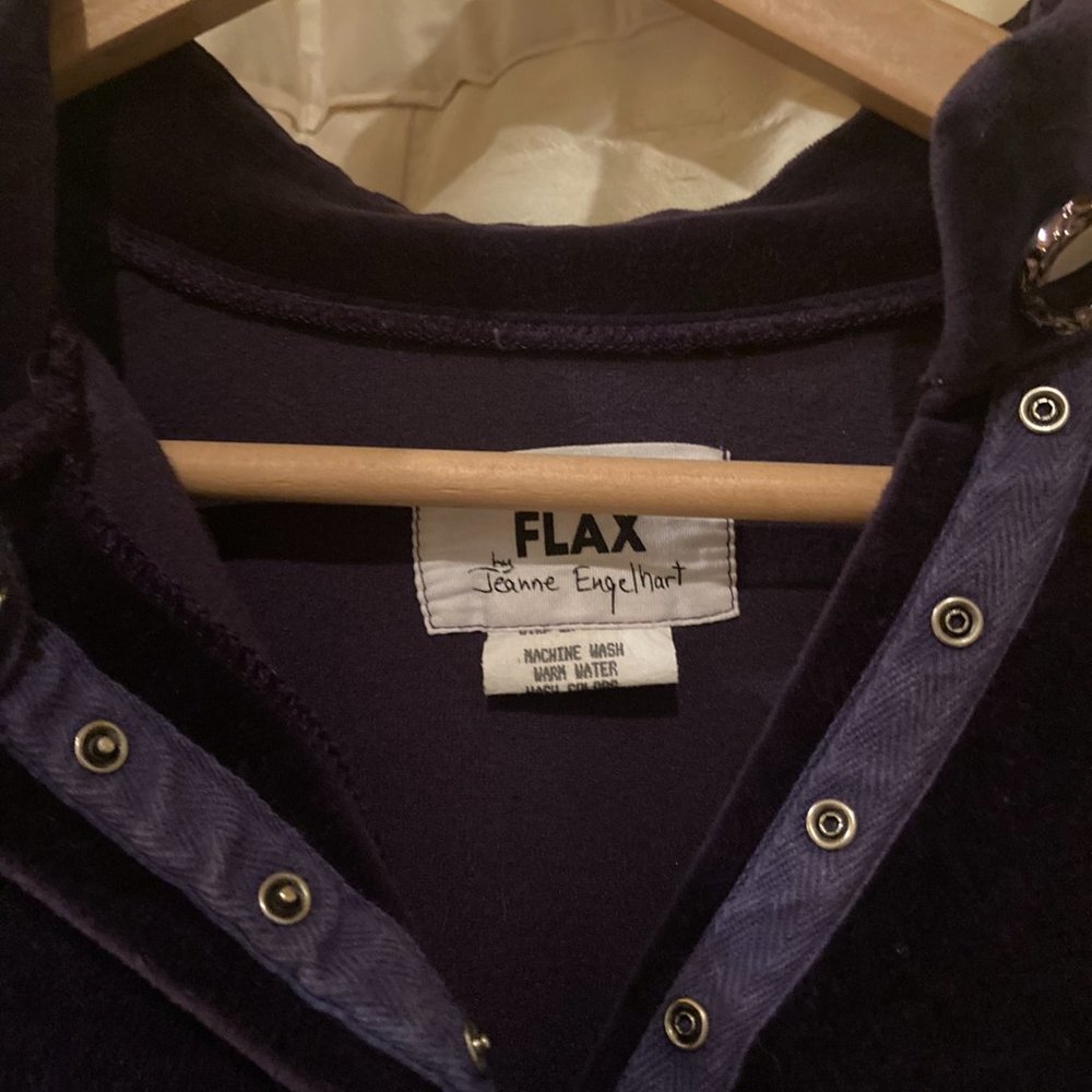 FLAX by Jeanne Engelhart SnapTape Shift Top M-PurpleVelvet80%Cotton/20% Lyrca - Picture 2 of 2